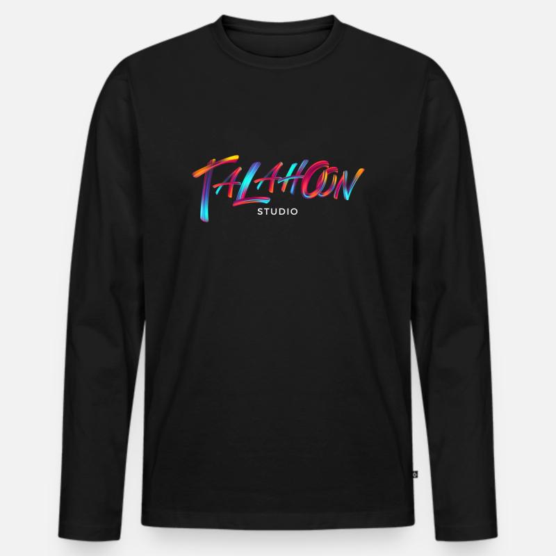 Talahoon Studios Rainbow Brushed - Men's Premium Organic Long Sleeve Shirt - black