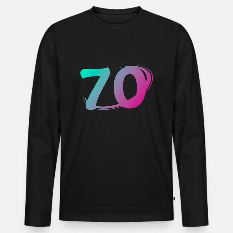 Nummer 70 mehrfarbig - Männer Premium Bio Langarmshirt - Schwarz