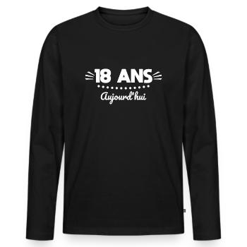 18 years old today. 18 Year Anniversary Gift - Men's Premium Organic Long Sleeve Shirt - black - Front - Nico (187cm)