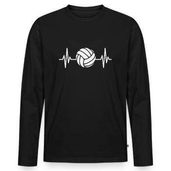 Volley-ball, battement de cœur, joueurs de volley-ball, volley - T-shirt manches longues Premium bio Homme - noir - Devant - Nico (187cm)