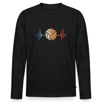 Volley-ball, battement de cœur, joueurs de volley-ball, volley - T-shirt manches longues Premium bio Homme - noir - Devant - Nico (187cm)