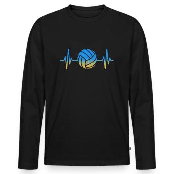 Volley-ball, battement de cœur, joueurs de volley-ball, volley - T-shirt manches longues Premium bio Homme - noir - Devant - Nico (187cm)