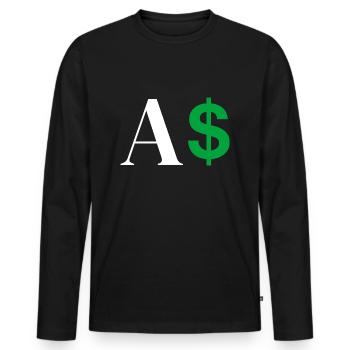 Dollar-Buchstabe - Männer Premium Bio Langarmshirt - Schwarz - Vorne - Nico (187cm)
