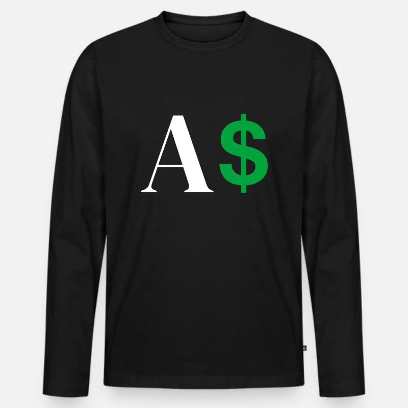 Dollar-Buchstabe - Männer Premium Bio Langarmshirt - Schwarz