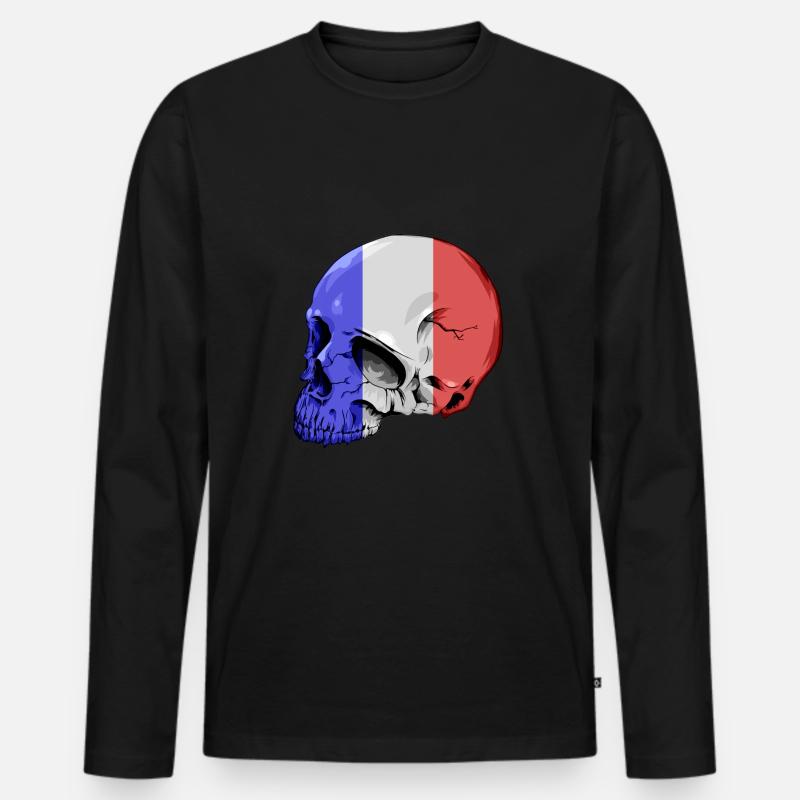 french Schädel - Männer Premium Bio Langarmshirt - Schwarz