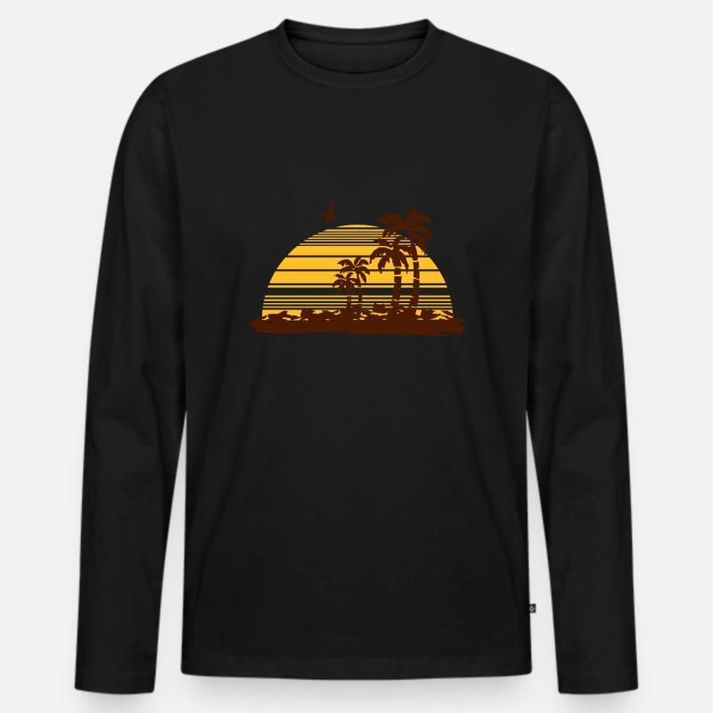 sunset island - Männer Premium Bio Langarmshirt - Schwarz