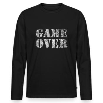 GAME OVER - Männer Premium Bio Langarmshirt - Schwarz - Vorne - Nico (187cm)