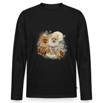 Zwergspitz , Pomeranian Shirts und Accessoires - Männer Premium Bio Langarmshirt - Schwarz - Vorne - Nico (187cm)