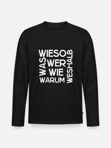 who how what - Men's Premium Organic Long Sleeve Shirt - black