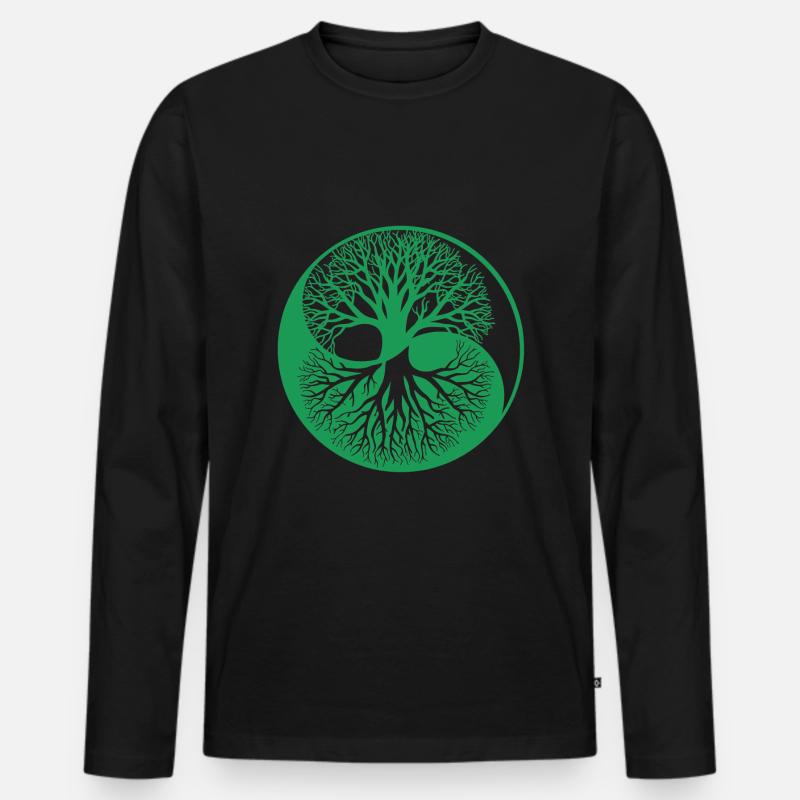 Baum des Lebens - Männer Premium Bio Langarmshirt - Schwarz