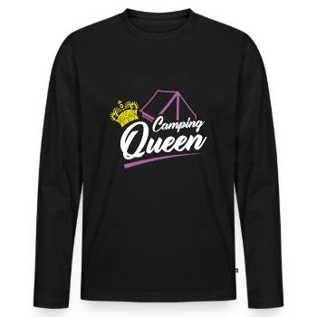 Camping reine disant avec tente couronne - T-shirt manches longues Premium bio Homme - noir - Devant - Nico (187cm)