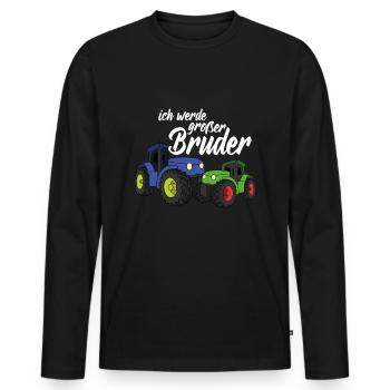 Ich werde großer Bruder Traktor Trecker Sohn - Männer Premium Bio Langarmshirt - Schwarz - Vorne - Nico (187cm)