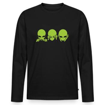 Alien - Männer Premium Bio Langarmshirt - Schwarz - Vorne - Nico (187cm)