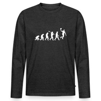 Évolution Du Basket-ball Cadeau - T-shirt manches longues Premium bio Homme - anthracite chiné - Devant - Nico (187cm)