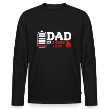 Papa de 2 filles et 1 garçon - T-shirt manches longues Premium bio Homme - noir - Devant - Nico (187cm)