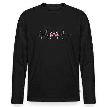 Wine Heartbeat ECG Wine Drinker Wine - Männer Premium Bio Langarmshirt - Schwarz - Vorne - Nico (187cm)