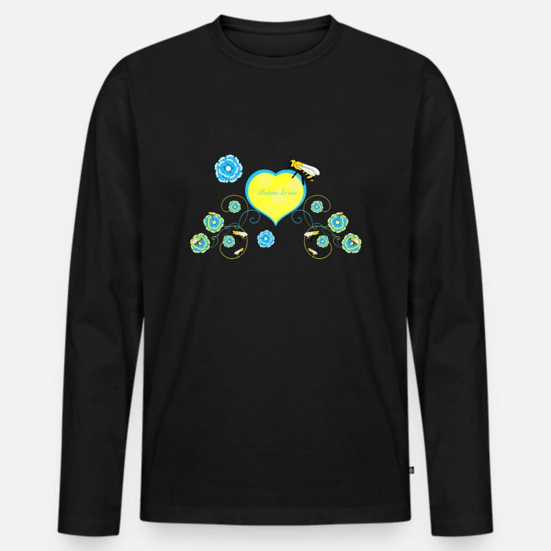Biene - Männer Premium Bio Langarmshirt - Schwarz