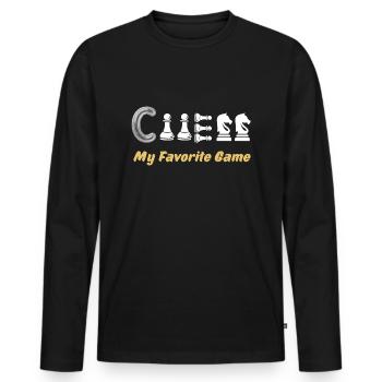 Échecs Disant Cadeau Échec et Mat Dames Gambit - T-shirt manches longues Premium bio Homme - noir - Devant - Nico (187cm)