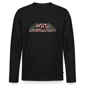 WINE COMMANDER (Pixel Art) - T-shirt manches longues Premium bio Homme - noir - Devant - Nico (187cm)