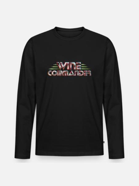 WINE COMMANDER (Pixel Art) - Men's Premium Organic Long Sleeve Shirt - black