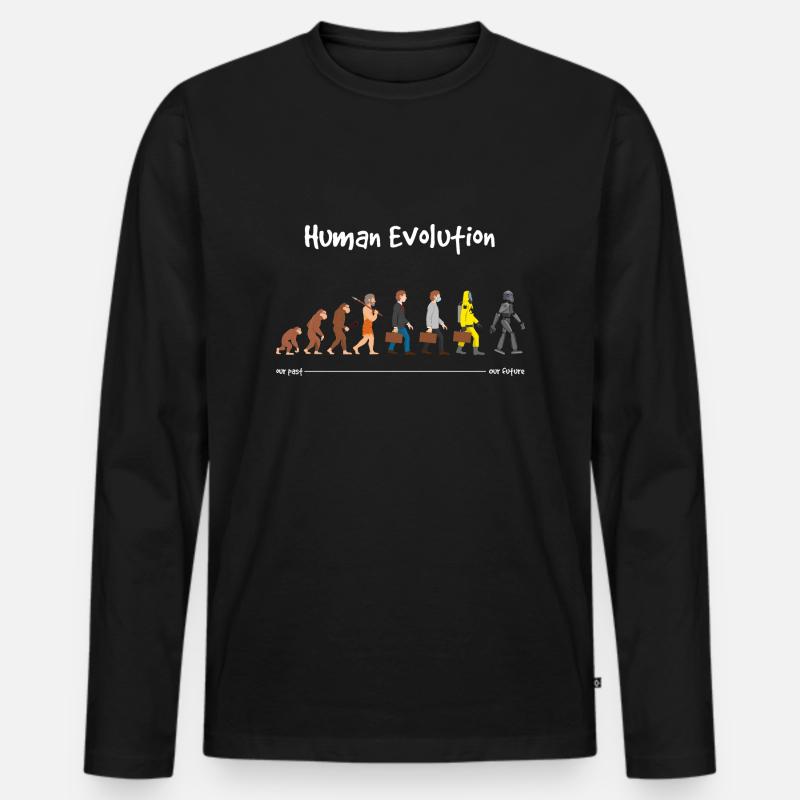 Evolution unsere Zukunft Dunkel - Männer Premium Bio Langarmshirt - Schwarz
