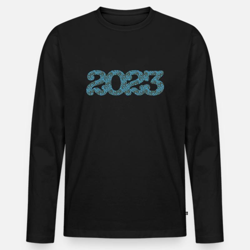 2023 - Männer Premium Bio Langarmshirt - Schwarz
