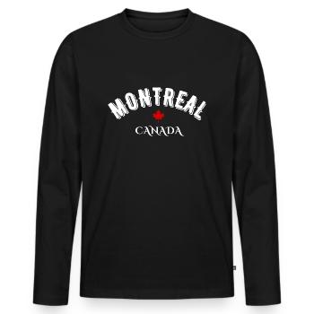 Montreal, Canada - Men's Premium Organic Long Sleeve Shirt - black - Front - Nico (187cm)