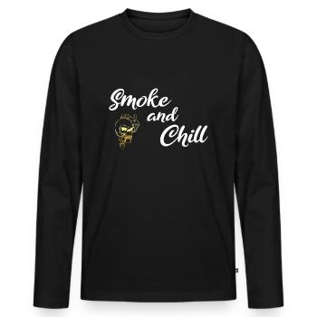 Fumée et blanc froid - T-shirt manches longues Premium bio Homme - noir - Devant - Nico (187cm)