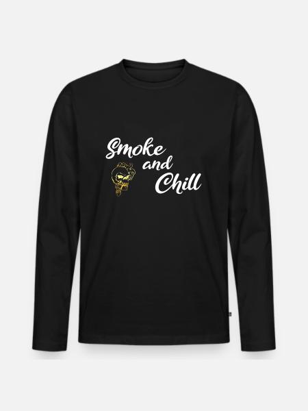 Smoke and Chill White - Men's Premium Organic Long Sleeve Shirt - black