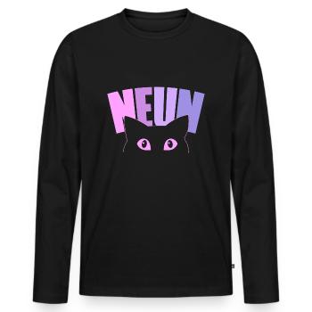 9th birthday girl 9 years old kitten cat - Men's Premium Organic Long Sleeve Shirt - black - Front - Nico (187cm)