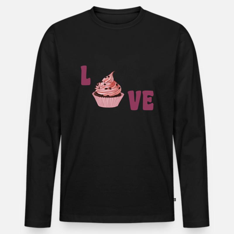Liebe Cupcake - Männer Premium Bio Langarmshirt - Schwarz