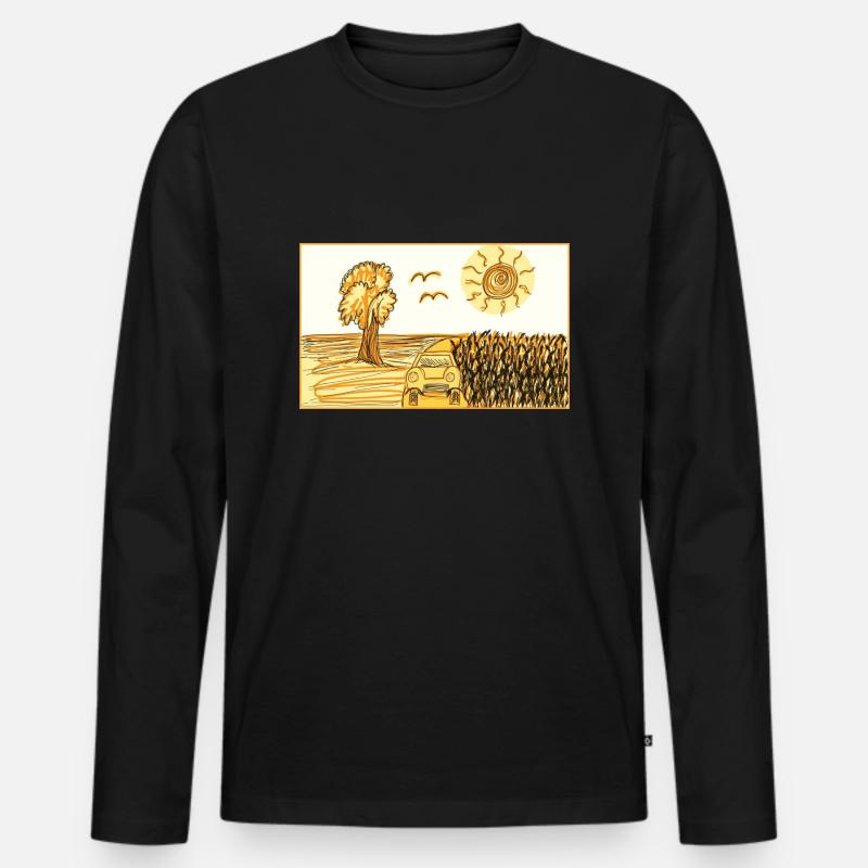 Landschaft - Männer Premium Bio Langarmshirt - Schwarz