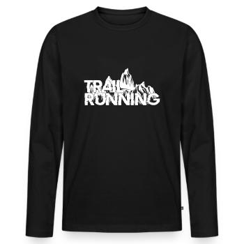 Trail Run Ultra Running Mountain Trekking Running - Men's Premium Organic Long Sleeve Shirt - black - Front - Nico (187cm)