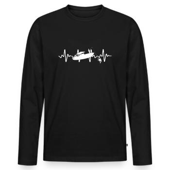 Boot Herzschlag Ekg Angler - Männer Premium Bio Langarmshirt - Schwarz - Vorne - Nico (187cm)