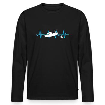 Herzschlag Angeln Angler Boot - Männer Premium Bio Langarmshirt - Schwarz - Vorne - Nico (187cm)