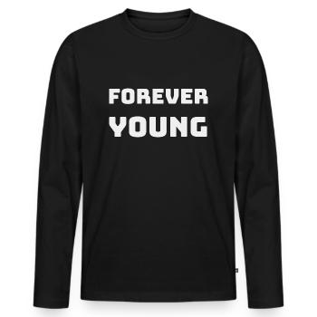 FOREVER YOUNG - Men's Premium Organic Long Sleeve Shirt - black - Front - Nico (187cm)