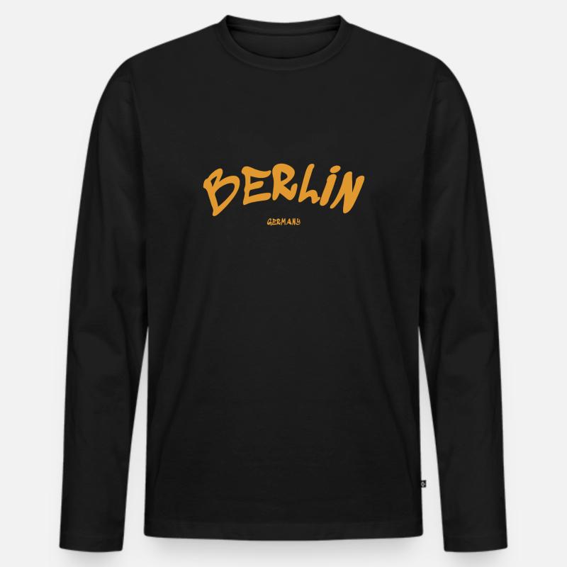 Berlin - Deutschland - Germany - Brandenburger Tor - Männer Premium Bio Langarmshirt - Schwarz