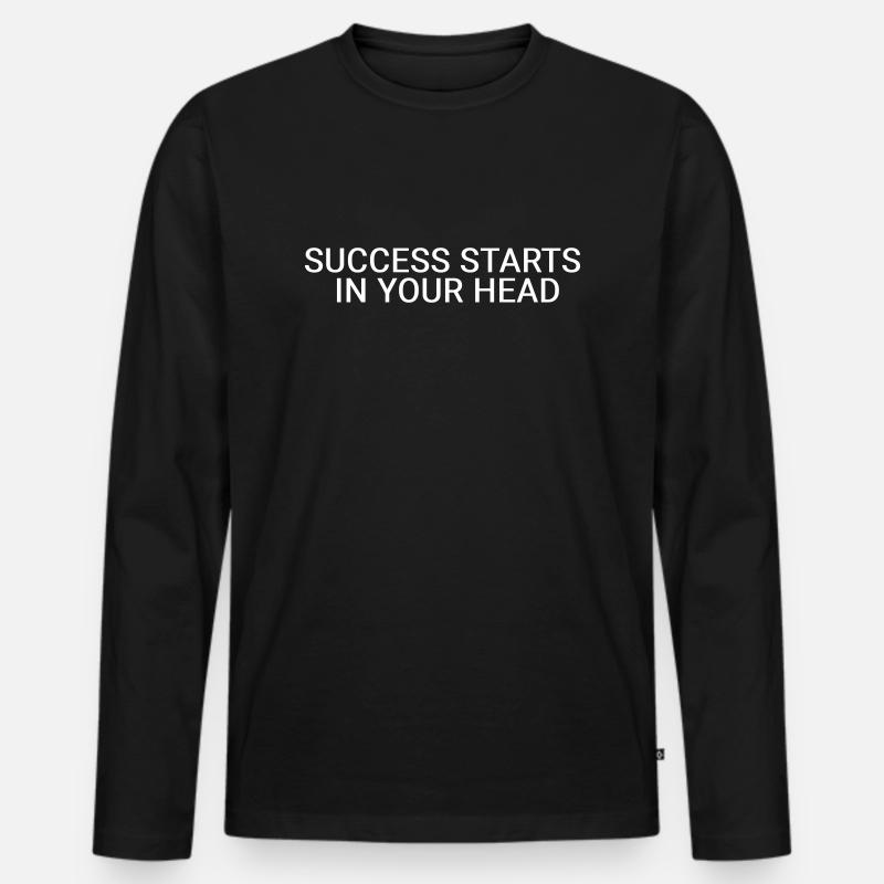 Erfolg beginnt im Kopf - Männer Premium Bio Langarmshirt - Schwarz