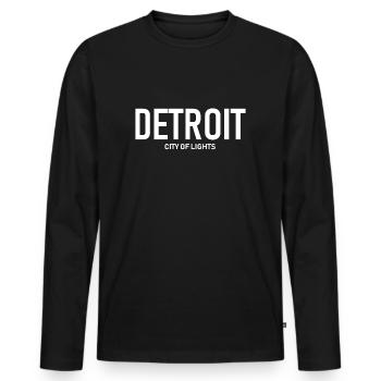 Detroit - City of Lights - USA - Michigan - Men's Premium Organic Long Sleeve Shirt - black - Front - Nico (187cm)