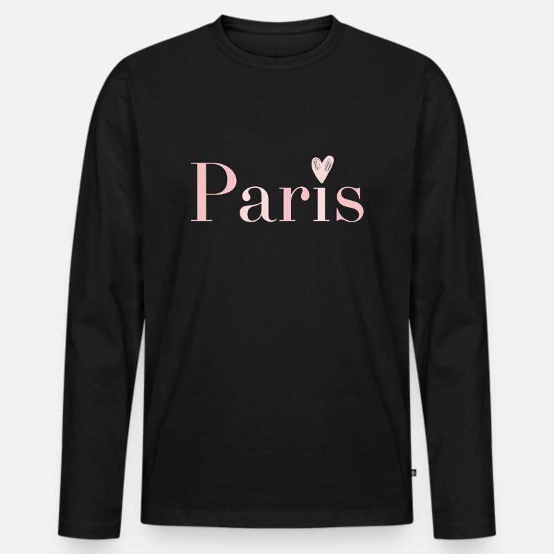 Parigi in rosa con cuore sulla I - Maglia a manica lunga ecologica premium da uomo - nero