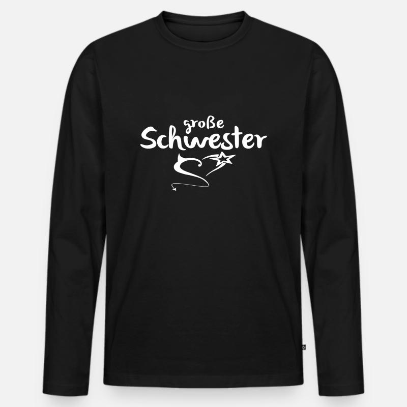 große Schwester - Männer Premium Bio Langarmshirt - Schwarz