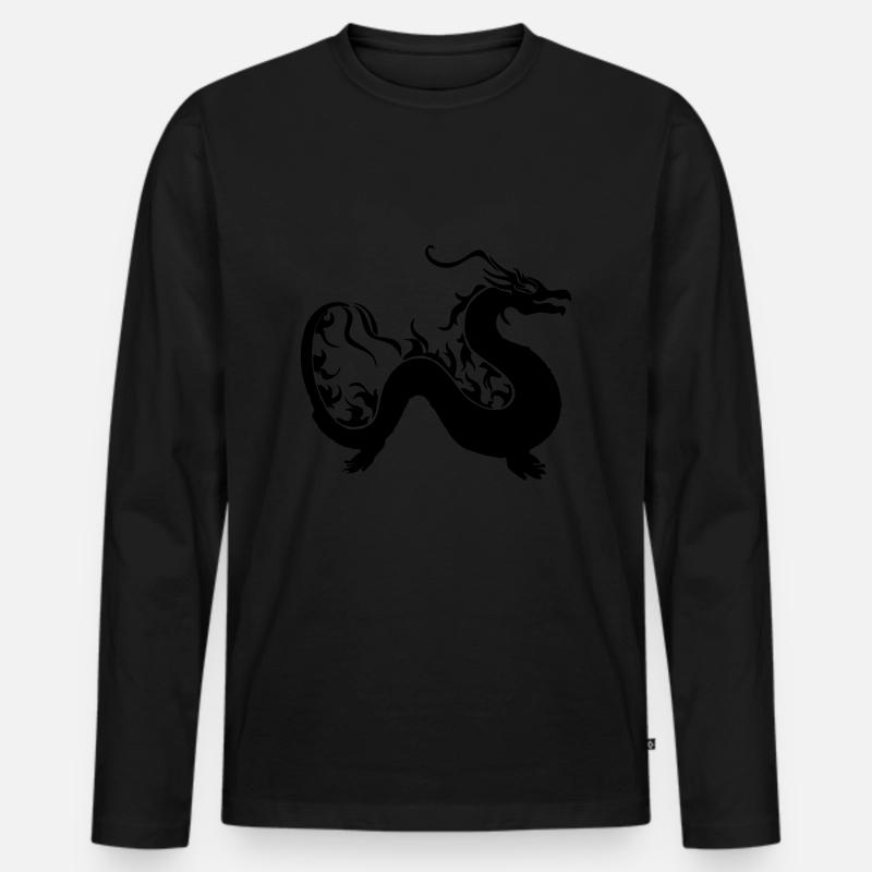 Drache geschlängelt - Männer Premium Bio Langarmshirt - Schwarz