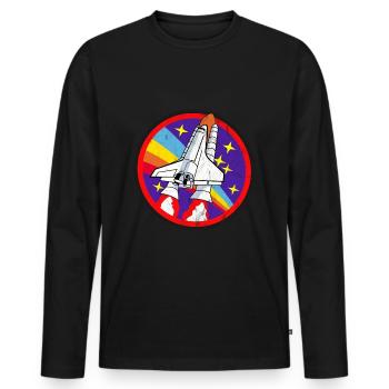 Rocket | Space | Used look | gift idea - Men's Premium Organic Long Sleeve Shirt - black - Front - Nico (187cm)