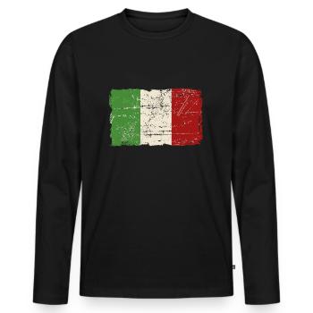 Italy Flag - Vintage Look - T-shirt manches longues Premium bio Homme - noir - Devant - Nico (187cm)