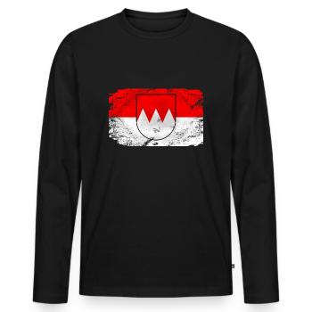 Franken Flagge - Vintage Look - Männer Premium Bio Langarmshirt - Schwarz - Vorne - Nico (187cm)