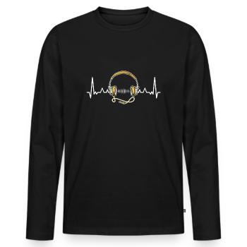 Music headphones pulse - Men's Premium Organic Long Sleeve Shirt - black - Front - Nico (187cm)