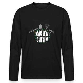 Garten Gärtner Hobby Pflanzen Gartenchefin - Männer Premium Bio Langarmshirt - Schwarz - Vorne - Nico (187cm)