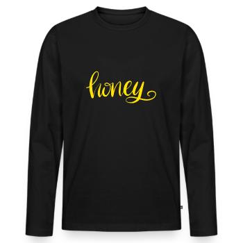 Honey - Men's Premium Organic Long Sleeve Shirt - black - Front - Nico (187cm)