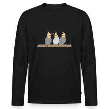 Nymph Parakeet Bird Bird Breeder Pet Animal - Men's Premium Organic Long Sleeve Shirt - black - Front - Nico (187cm)