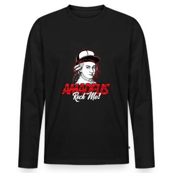Amadeus Rock Me | Wolfgang Amadeus Mozart Klassik - Männer Premium Bio Langarmshirt - Schwarz - Vorne - Nico (187cm)